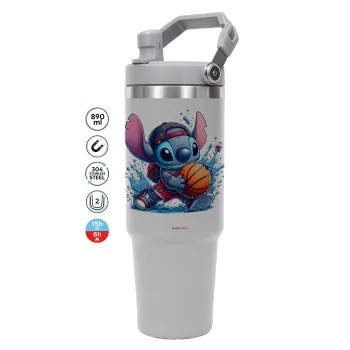 Stitch Basketball, GREY color, 890ml (30oz) stainless Steel Tumbler with Handle
