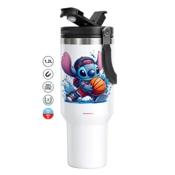 Stitch Basketball, Mega Stainless steel Tumbler with lid, double wall 1,2L