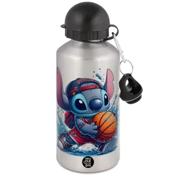 Stitch Basketball, Μεταλλικό παγούρι νερού, Ασημένιο, αλουμινίου 500ml