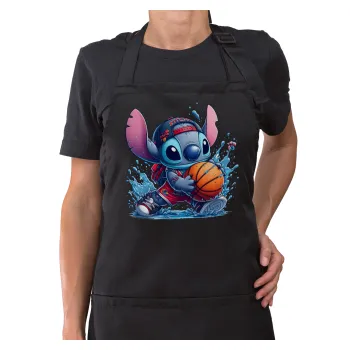 Stitch Basketball, Ποδιά μακριά Σεφ ολόσωμη με τσέπες Μαύρη (ΕΝΗΛΙΚΩΝ)