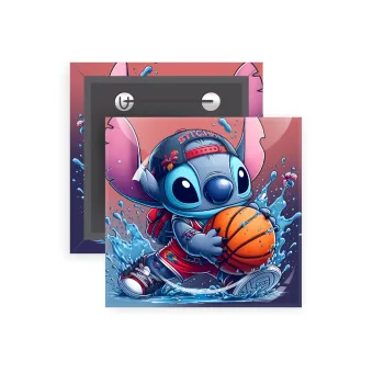 Stitch Basketball, Κονκάρδα παραμάνα τετράγωνη 5x5cm