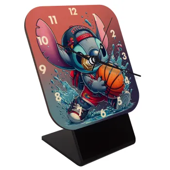 Stitch Basketball, Quartz Table clock in natural wood (10cm)