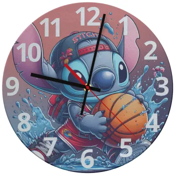 Stitch Basketball, Ρολόι τοίχου γυάλινο (30cm)