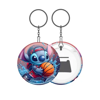 Stitch Basketball, Μπρελόκ μεταλλικό 5cm με ανοιχτήρι