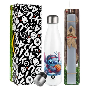 Stitch Basketball, Easter candle, metallic white thermos bottle (500ml) & aromatic flat candle (30cm) (GRAY)