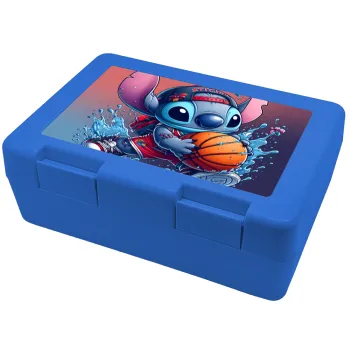 Stitch Basketball, Παιδικό δοχείο κολατσιού ΜΠΛΕ 185x128x65mm (BPA free πλαστικό)
