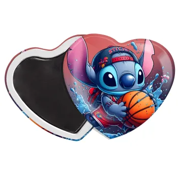 Stitch Basketball, Μαγνητάκι καρδιά (57x52mm)