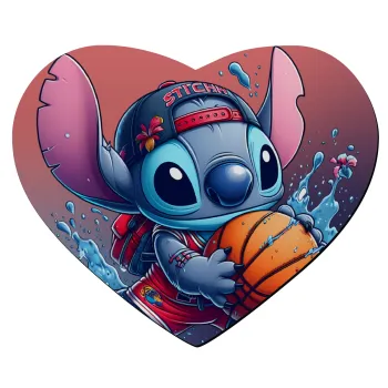 Stitch Basketball, Mousepad καρδιά 23x20cm