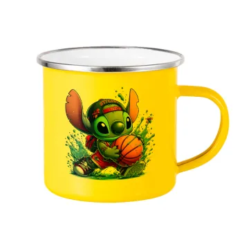 Stitch Basketball, Yellow Enamel Metallic Cup 360ml