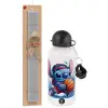 Easter Set, metallic aluminum water bottle (500ml) & aromatic flat Easter candle (30cm) (GRAY)