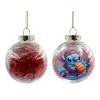 Transparent Christmas tree ball ornament with red filling 8cm