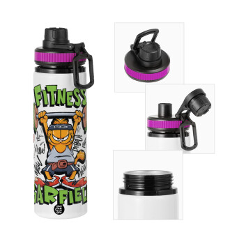 Garfield Fitness, Metallic water bottle with safety lid, 850ml aluminum
