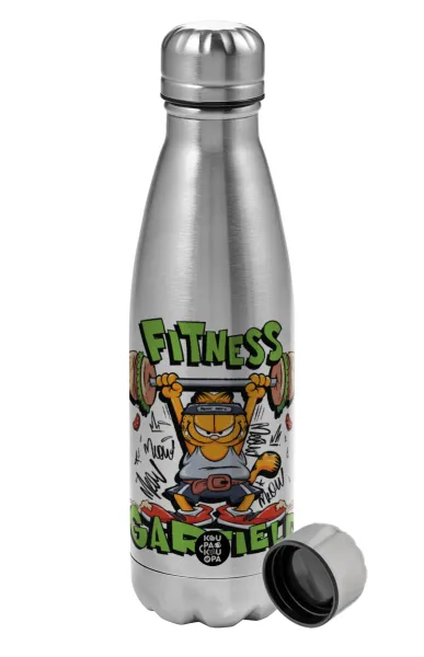 Garfield Fitness — Μεταλλικό παγούρι νερού, ανοξείδωτο ατσάλι, 750ml