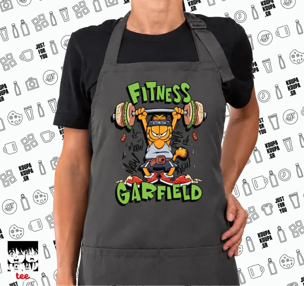 Garfield Fitness — GREY Ποδιά μαγειρικής μακριά Σεφ με τσέπες (ΕΝΗΛΙΚΩΝ, ΓΚΡΙ)