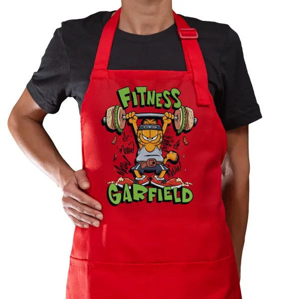 Garfield Fitness — Κόκκινη Ποδιά μαγειρικής με τσέπες (ΕΝΗΛΙΚΩΝ)