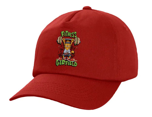 Garfield Fitness — Πεντάφυλλο Καπέλο Ενηλίκων Baseball, 100% Βαμβακερό,  Κόκκινο (ΒΑΜΒΑΚΕΡΟ, ΕΝΗΛΙΚΩΝ, UNISEX, ONE SIZE)