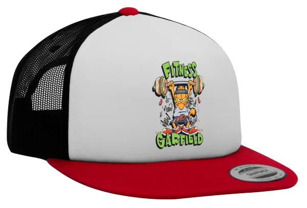 Garfield Fitness — Καπέλο Ενηλίκων Foam Flat Snapback με Δίχτυ Κόκκινο-Λευκό-Μαύρο (POLYESTER, ΕΝΗΛΙΚΩΝ, UNISEX, ONE SIZE)