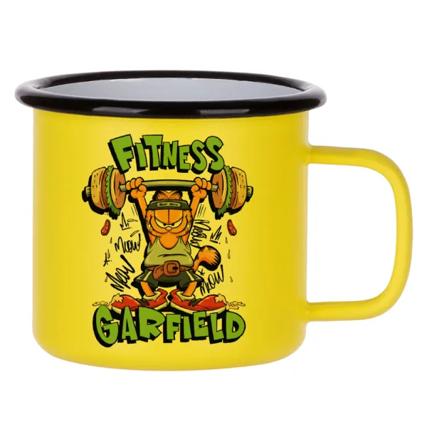 Garfield Fitness — Κούπα Μεταλλική εμαγιέ ΜΑΤ Κίτρινη 360ml