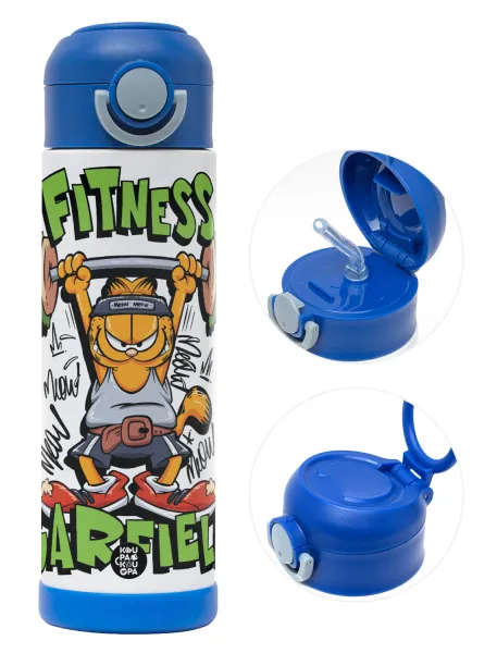 Garfield Fitness — Παιδικό παγούρι θερμό, ανοξείδωτο, με καλαμάκι ασφαλείας, ΜΠΛΕ (500ml)