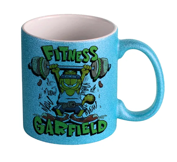 Garfield Fitness — Κούπα Σιέλ Glitter που γυαλίζει, κεραμική, 330ml