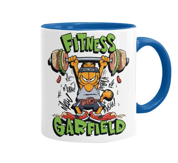 Garfield Fitness — Κούπα χρωματιστή μπλε, κεραμική, 330ml