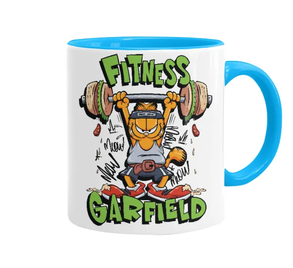 Garfield Fitness — Κούπα χρωματιστή γαλάζια, κεραμική, 330ml