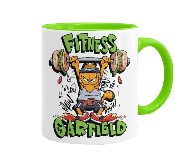 Garfield Fitness — Κούπα χρωματιστή βεραμάν, κεραμική, 330ml