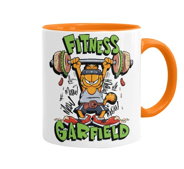Garfield Fitness — Κούπα χρωματιστή πορτοκαλί, κεραμική, 330ml