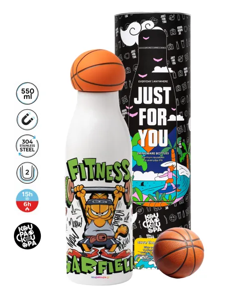 Garfield Fitness — Μπάλα μπάσκετ μεταλλικό παγούρι θερμός, διπλού τοιχώματος, 550ml