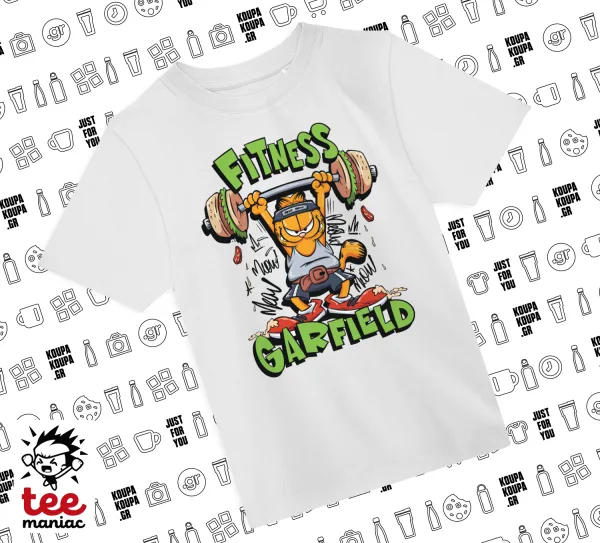 Garfield Fitness — ΛΕΥΚΟ Άνετο παιδικό T-Shirt από 100% βαμβάκι, για κάθε μέρα. Vegan & OEKO-TEX πιστοποιημένο.