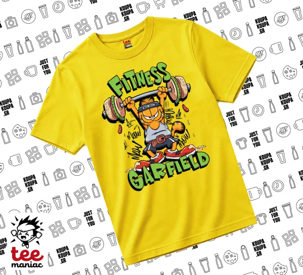 Garfield Fitness — Κίτρινο Άνετο παιδικό T-Shirt από 100% βαμβάκι, για κάθε μέρα. Vegan & OEKO-TEX πιστοποιημένο.