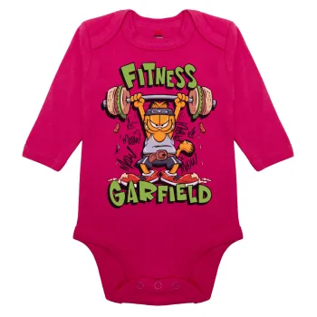 Garfield Fitness, Μακρυμάνικο βρεφικό φορμάκι, 0-18 μηνών, ΡΟΖ, 100% Organic Cotton