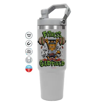 Garfield Fitness, ΓΚΡΙ χρώματος Θερμός Ανοξείδωτο 890ml (30oz) με χερούλι