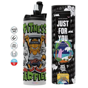Garfield Fitness, Tumbler ποτήρι θερμό ΓΚΡΙ από ανοξείδωτο ατσάλι 600ml