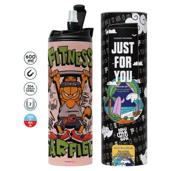 Garfield Fitness, Tumbler ποτήρι θερμό ΡΟΖ από ανοξείδωτο ατσάλι 600ml