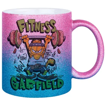 Garfield Fitness, Κούπα Χρυσή/Μπλε Glitter, κεραμική, 330ml