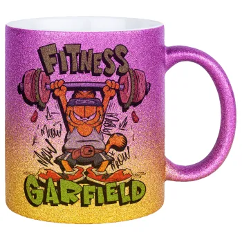 Garfield Fitness, Κούπα Χρυσή/Ροζ Glitter, κεραμική, 330ml