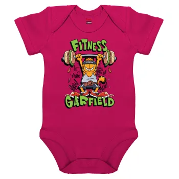 Garfield Fitness, Βρεφικό φορμάκι μωρού, 0-18 μηνών, ΡΟΖ, 100% Organic Cotton, κοντομάνικο