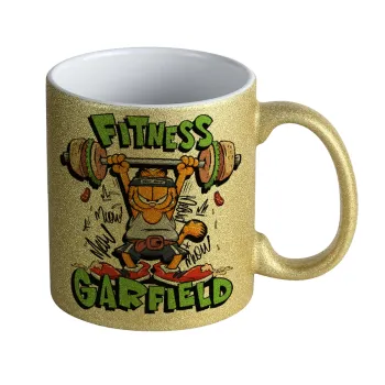 Garfield Fitness, Κούπα Χρυσή Glitter που γυαλίζει, κεραμική, 330ml