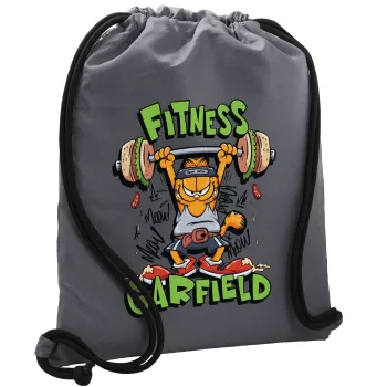 Garfield Fitness, Τσάντα πλάτης πουγκί GYMBAG ΓΚΡΙ, με τσέπη (40x48cm) & χονδρά κορδόνια