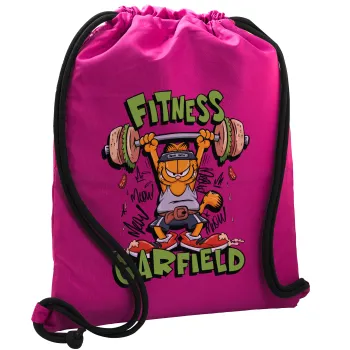 Garfield Fitness, Τσάντα πλάτης πουγκί GYMBAG Φούξια, με τσέπη (40x48cm) & χονδρά κορδόνια