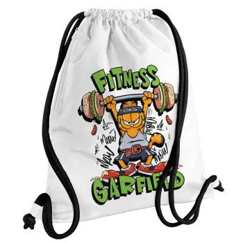 Garfield Fitness, Backpack pouch GYMBAG white, with pocket (40x48cm) & thick cords