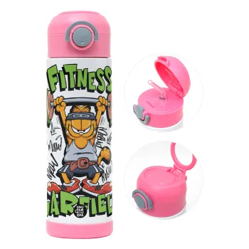 Garfield Fitness, Children's hot water bottle, stainless steel, with safety straw, PINK (500ml)