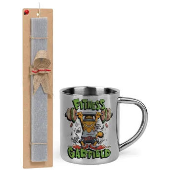 Garfield Fitness, Πασχαλινή Λαμπάδα με μεταλλική κούπα θερμό (300ml) & κερί αρωματικό πλακέ (30cm) (ΓΚΡΙ)