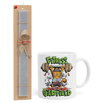Garfield Fitness, Πασχαλινή Λαμπάδα με Κούπα κεραμική (330ml) & κερί αρωματικό πλακέ (30cm) (ΓΚΡΙ)