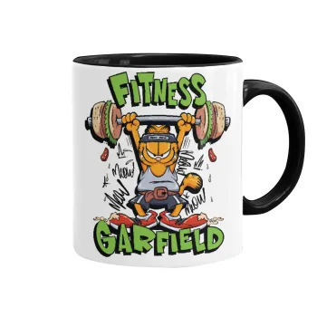 Garfield Fitness, Κούπα χρωματιστή μαύρη, κεραμική, 330ml