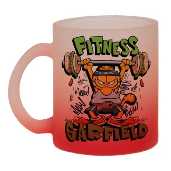 Garfield Fitness, Κούπα γυάλινη δίχρωμη με βάση το κόκκινο ματ, 330ml