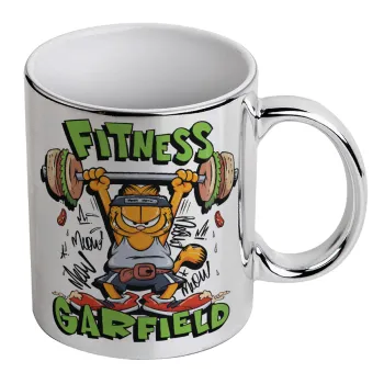 Garfield Fitness, Κούπα κεραμική, ασημένια καθρέπτης, 330ml