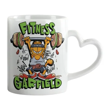 Garfield Fitness, Κούπα καρδιά χερούλι λευκή, κεραμική, 330ml