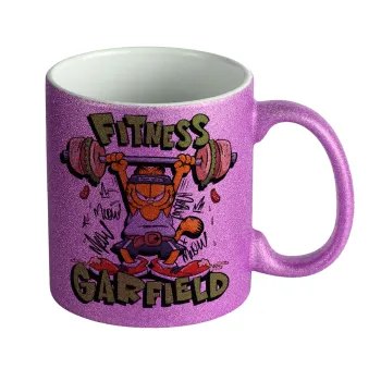 Garfield Fitness, Κούπα Μωβ Glitter που γυαλίζει, κεραμική, 330ml